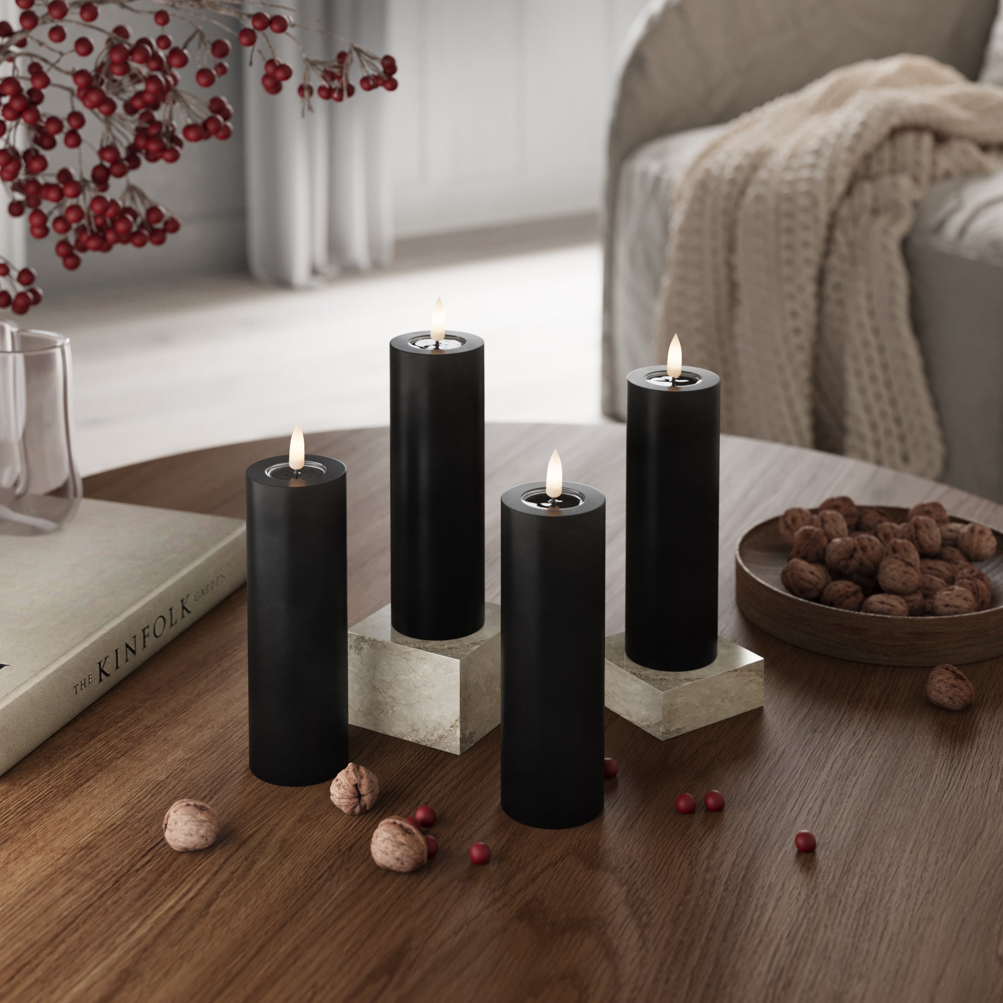 LED Blocklight Ø 5 x 15 cm Sort - 4 stk