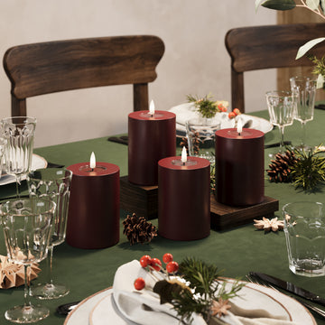 LED -ploki tuled Ø 7,5 x 10 cm Burgundia - 4 tk