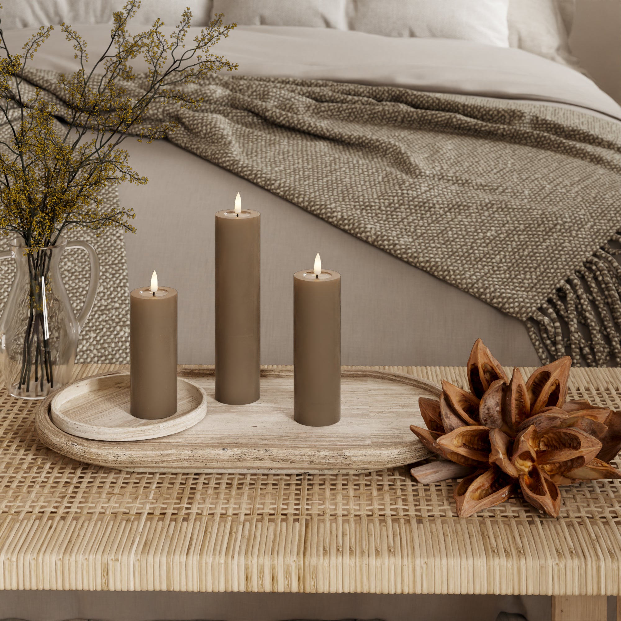 LIDERADO Vela pilar - Ø 5 x 12,5 + 15 + 20 cm Caramelo