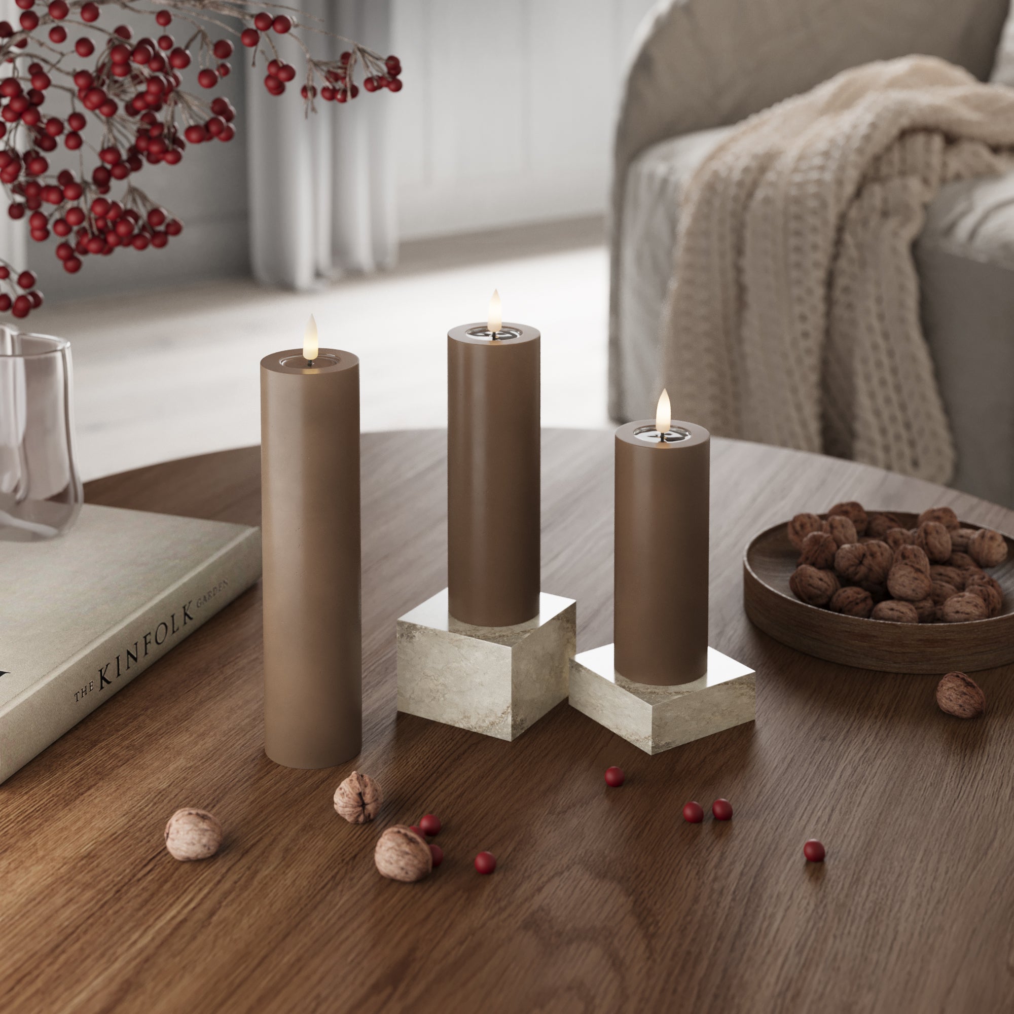 LIDERADO Vela pilar - Ø 5 x 12,5 + 15 + 20 cm Caramelo