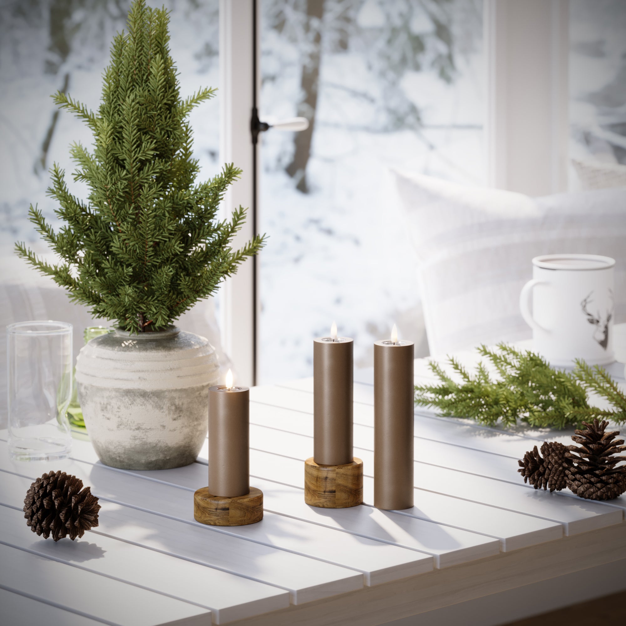 LIDERADO Vela pilar - Ø 5 x 12,5 + 15 + 20 cm Caramelo