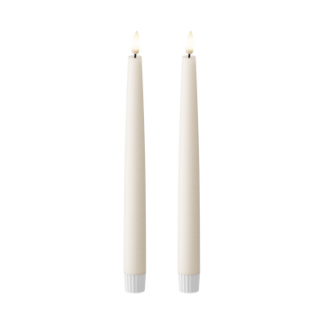 LED Kronelys 2 stk, Ø 2,2 x 25 cm Elfenben