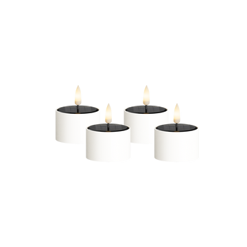 Solcelle LED Telys 4 stk, Ø 5,3 x 3,5 cm Hvit