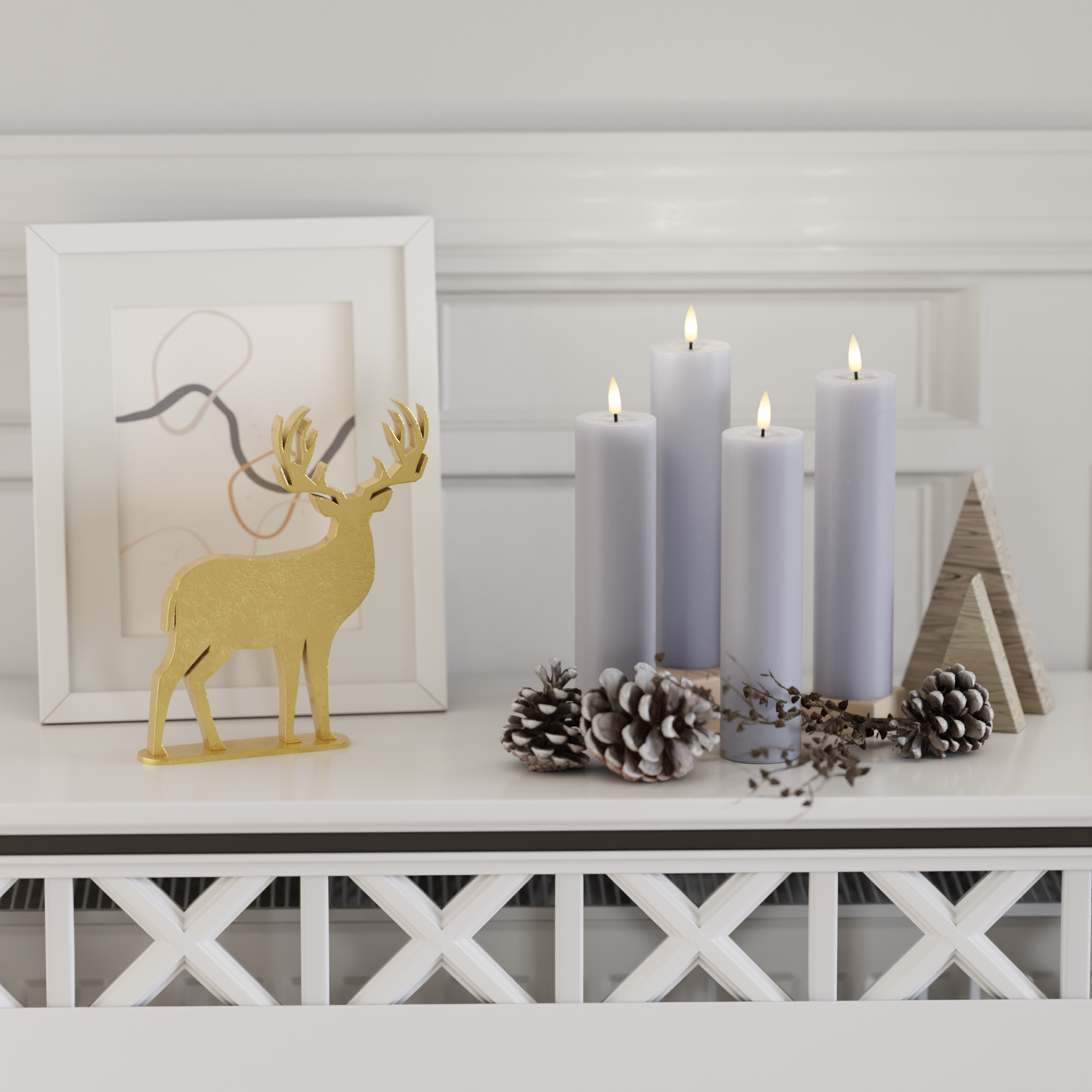 Deluxe Homeart Balíček LED blokových světel - Zaprášená modrá - 4 kusy 5 x 20 cm 2