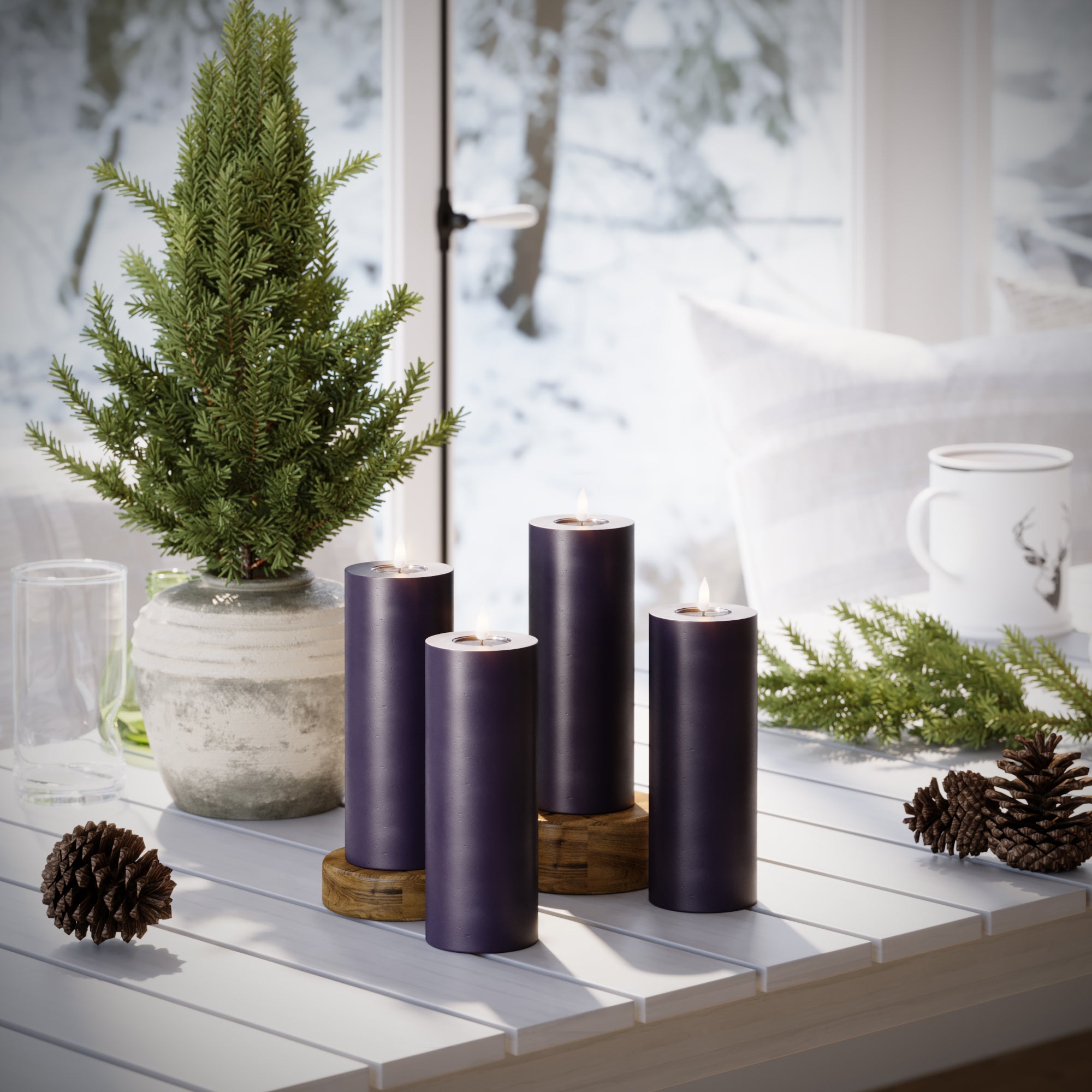 LIDERADO Vela pilar Ø 7,5 x 20 cm Roxo escuro - 4 pcs