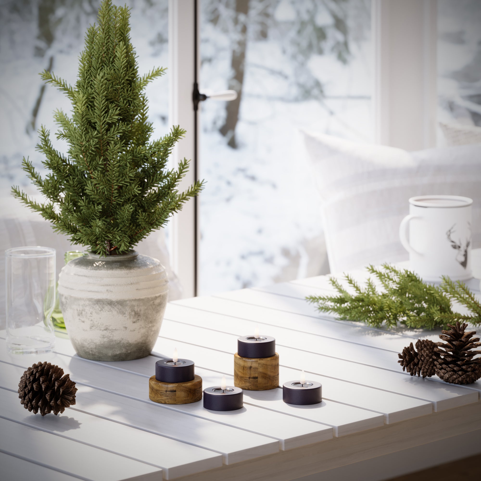 LED Jumbo Värmeljus Mörklila - 4 st