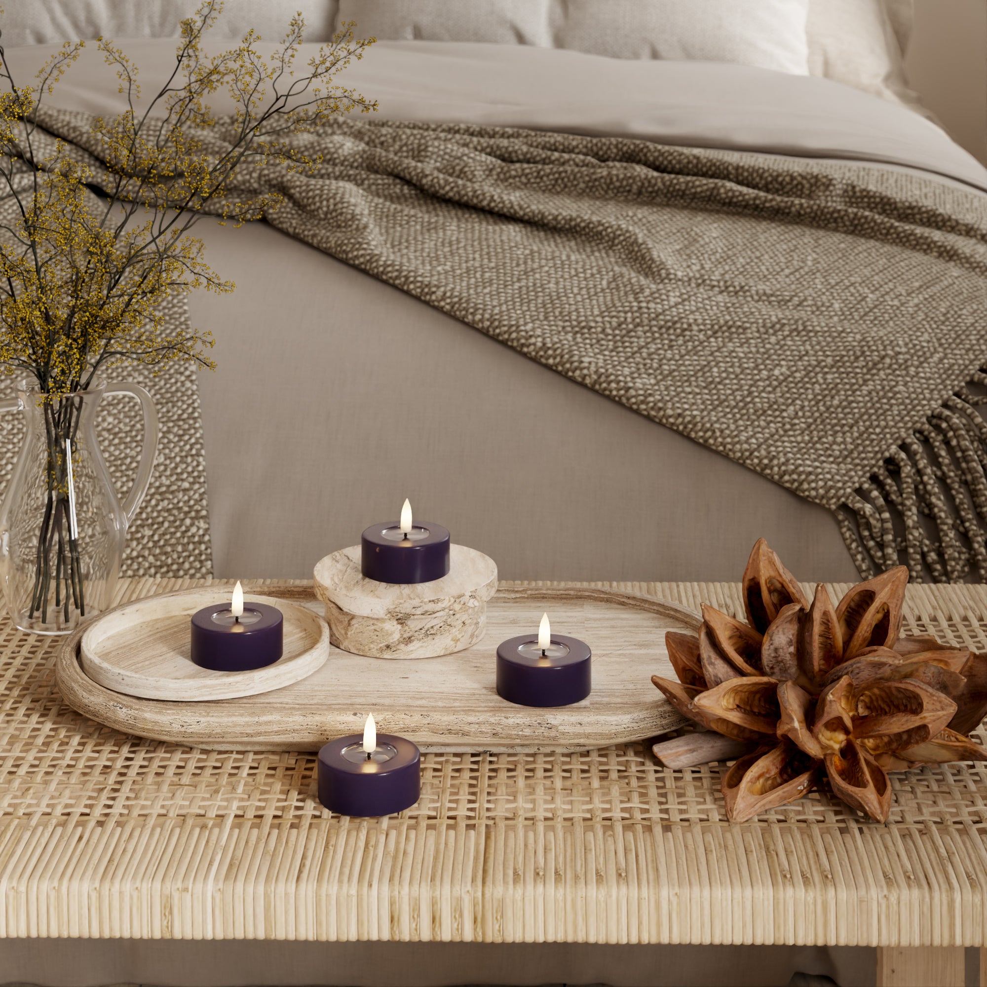 LED Jumbo Värmeljus Mörklila - 4 st