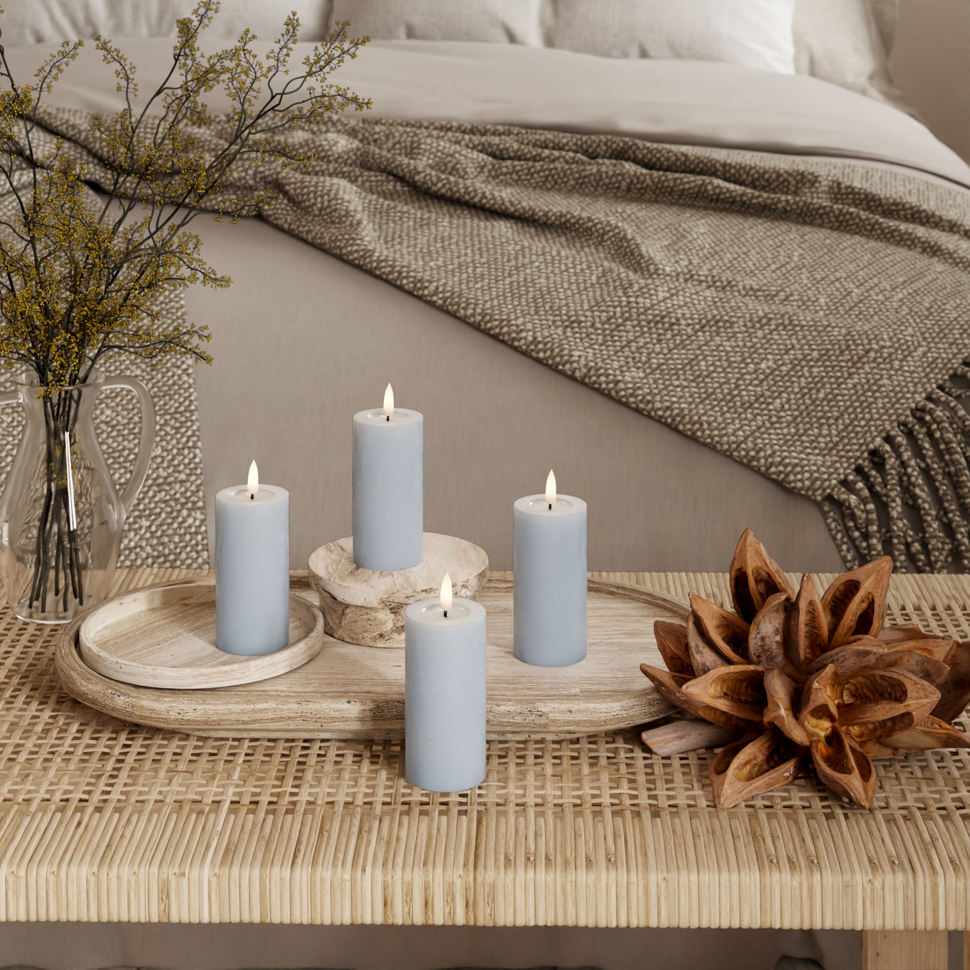 Φώτα μπλοκ LED Ø 5 x 10 cm Ξεθωριασμένο μπλε - 4 τεμ.