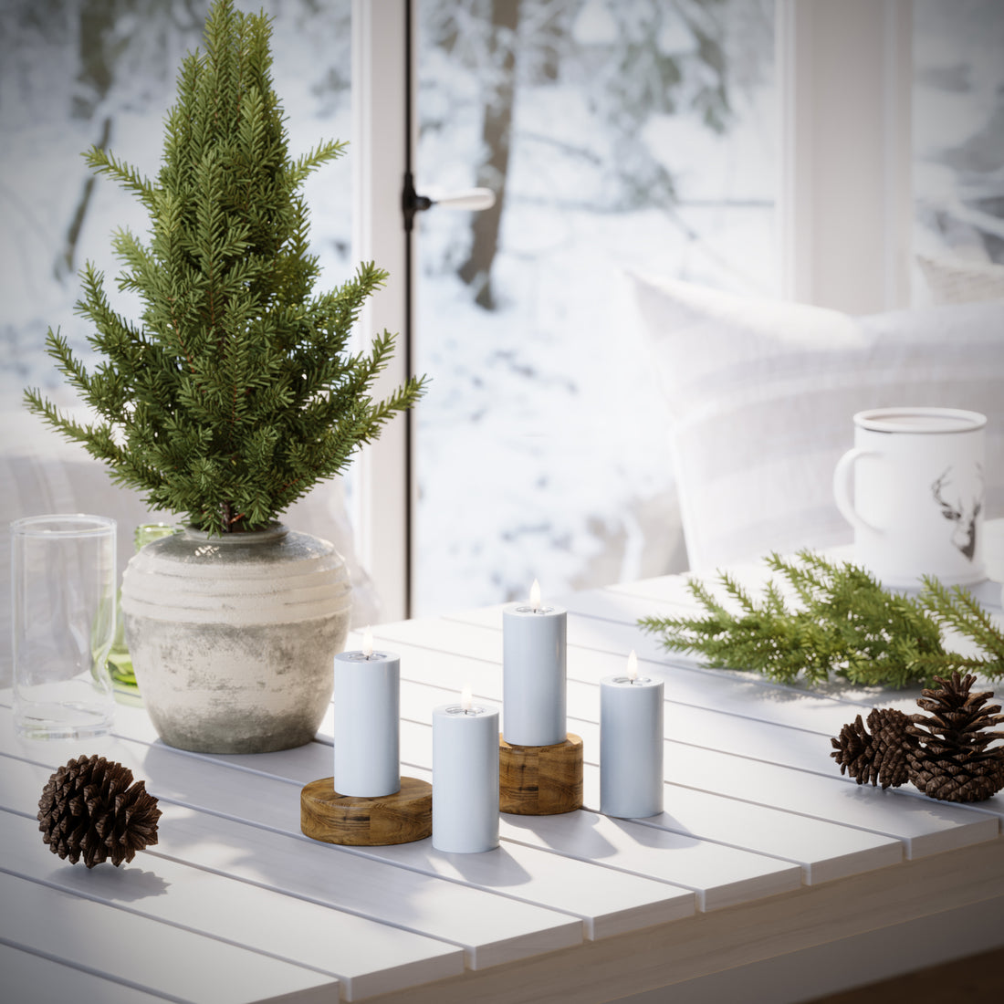 LED Blocklight Ø 5 x 10 cm Støvet blå - 4 stk