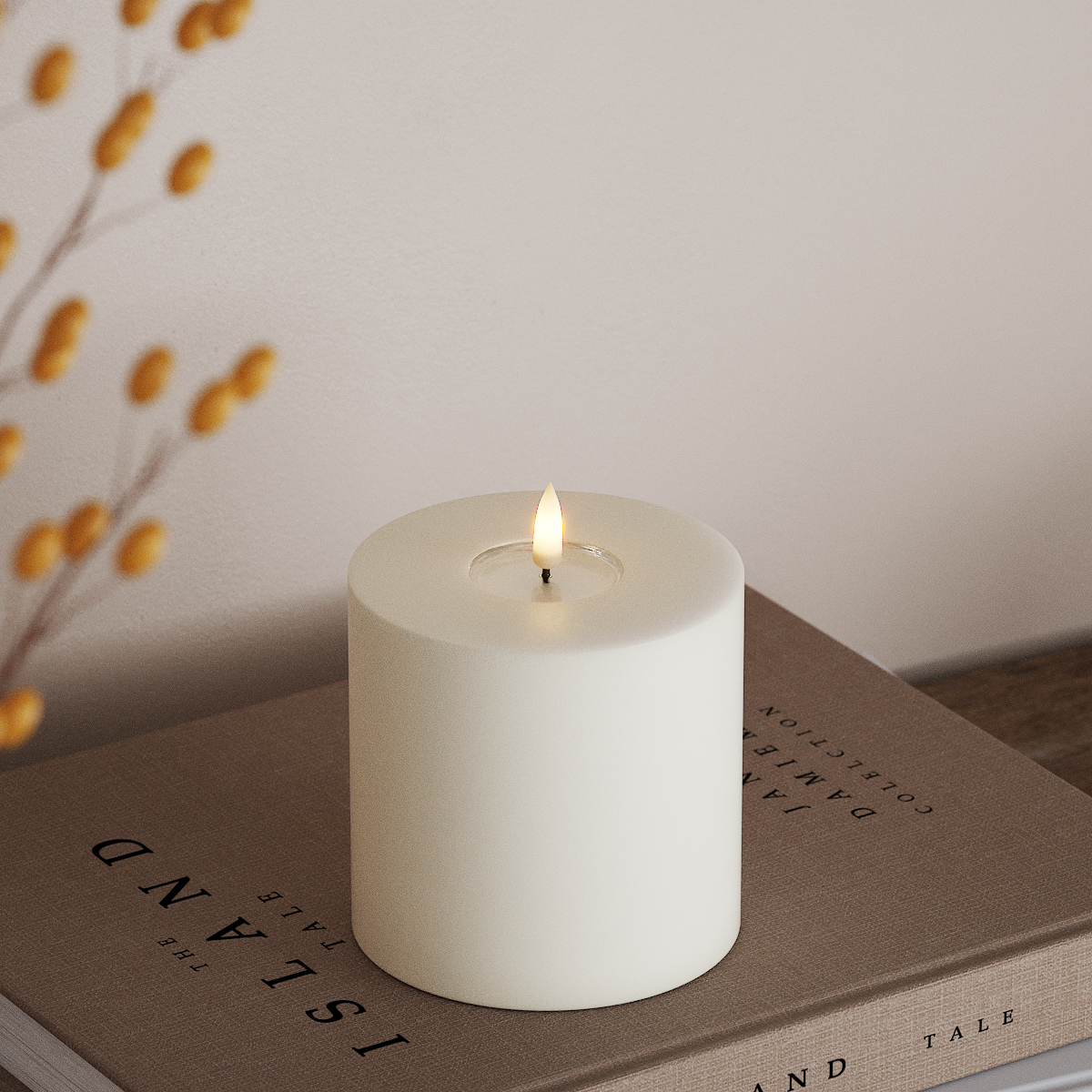 Deluxe Homeart LED Blockljus Ø 10 x 10 cm Vit LED Blockljus 3