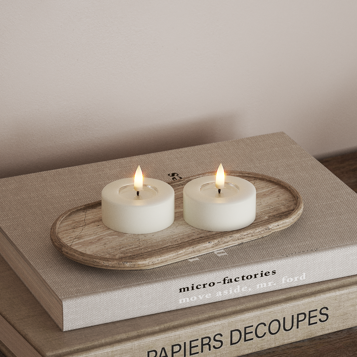 Deluxe Homeart LED Jumbo Fyrfadslys 2 stk. Store Hvid LED jumbo fyrfadslys 3