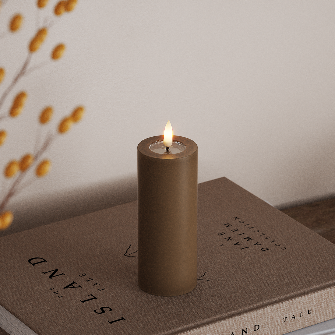 Deluxe Homeart LED blokové světlo Ø 5 x 12,5 cm Karamelová LED blokové světlo 4