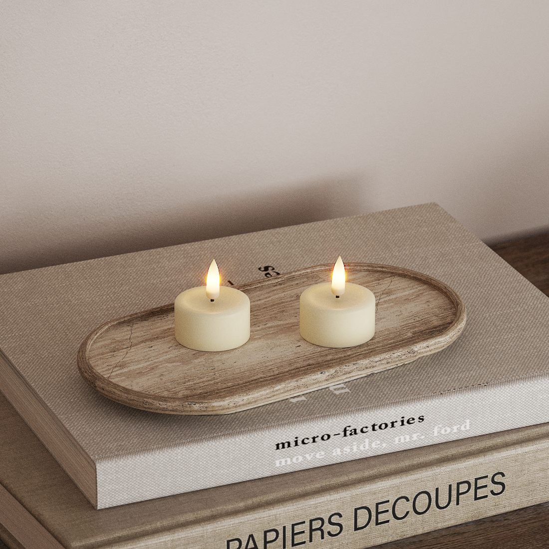 Deluxe Homeart LEDs Vela de chá 2 peças Creme LEDs Vela de chá 4