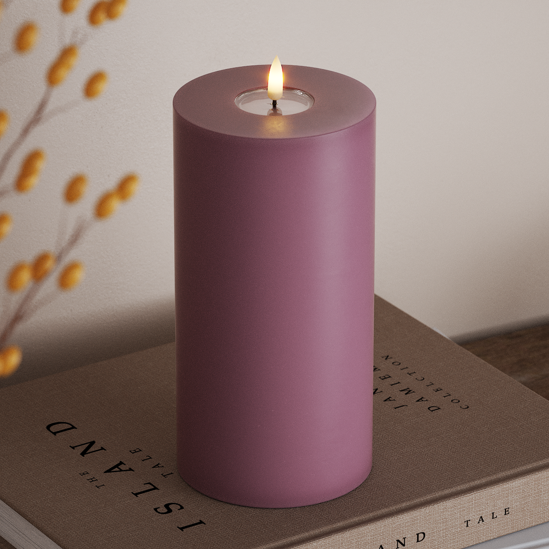 Deluxe Homeart LED Blockljus Ø 10 x 20 cm Ljuslila LED Blockljus 4