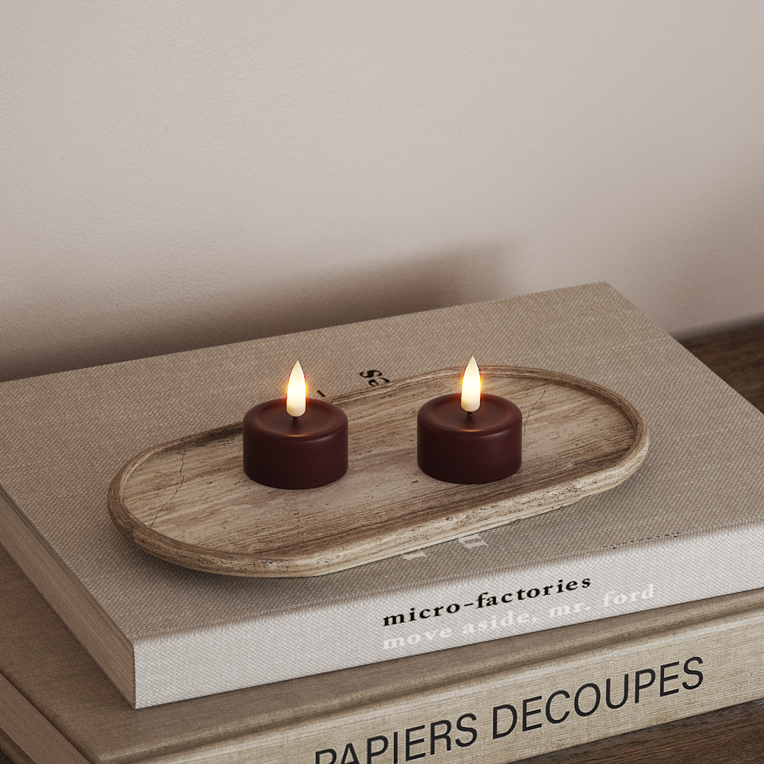 Deluxe Homeart LED Värmeljus 2 stycken Bourgogne LED Värmeljus 4