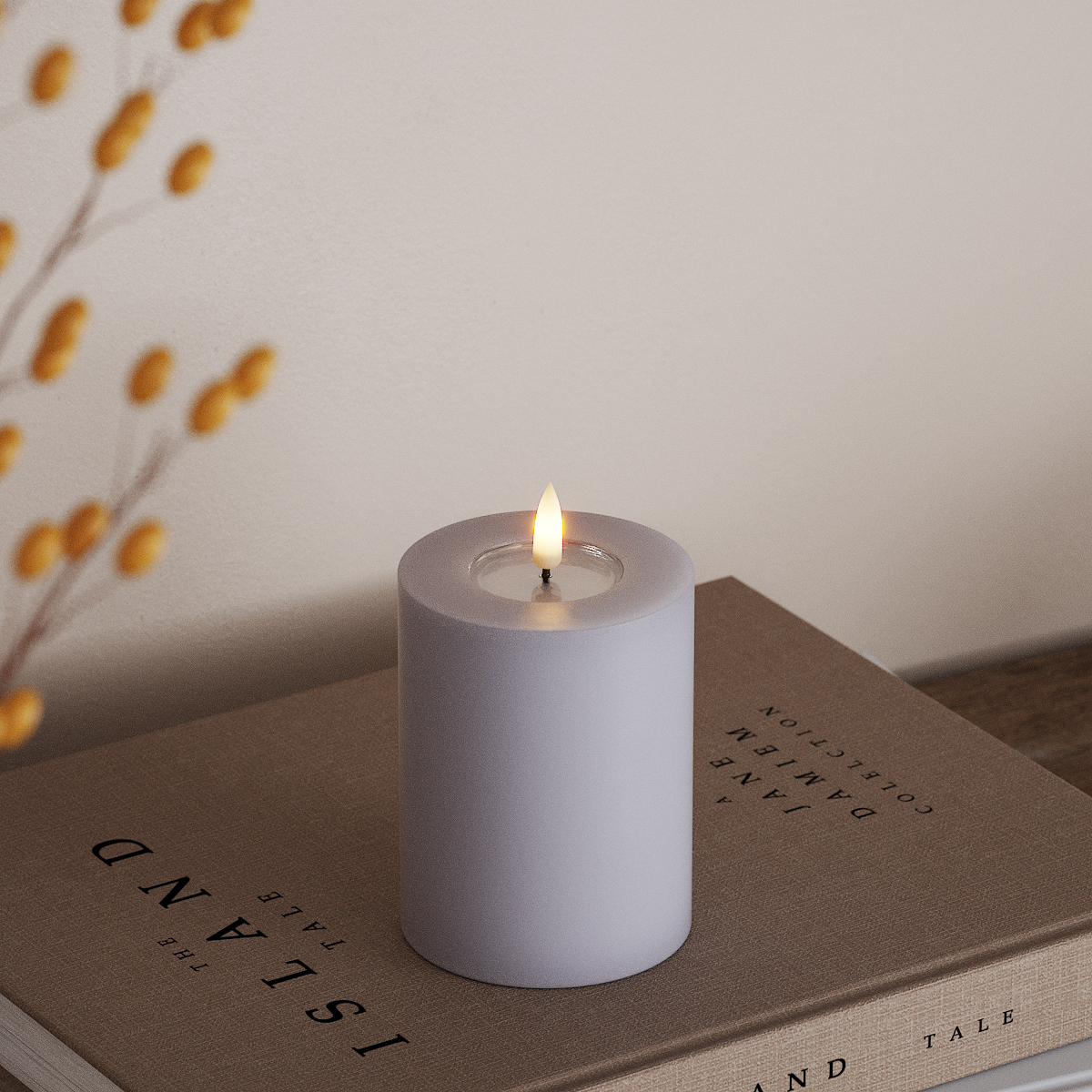 Deluxe Homeart LEDs Vela pilar Ø 7,5 x 10 cm Azul empoeirado LEDs Vela pilar 3