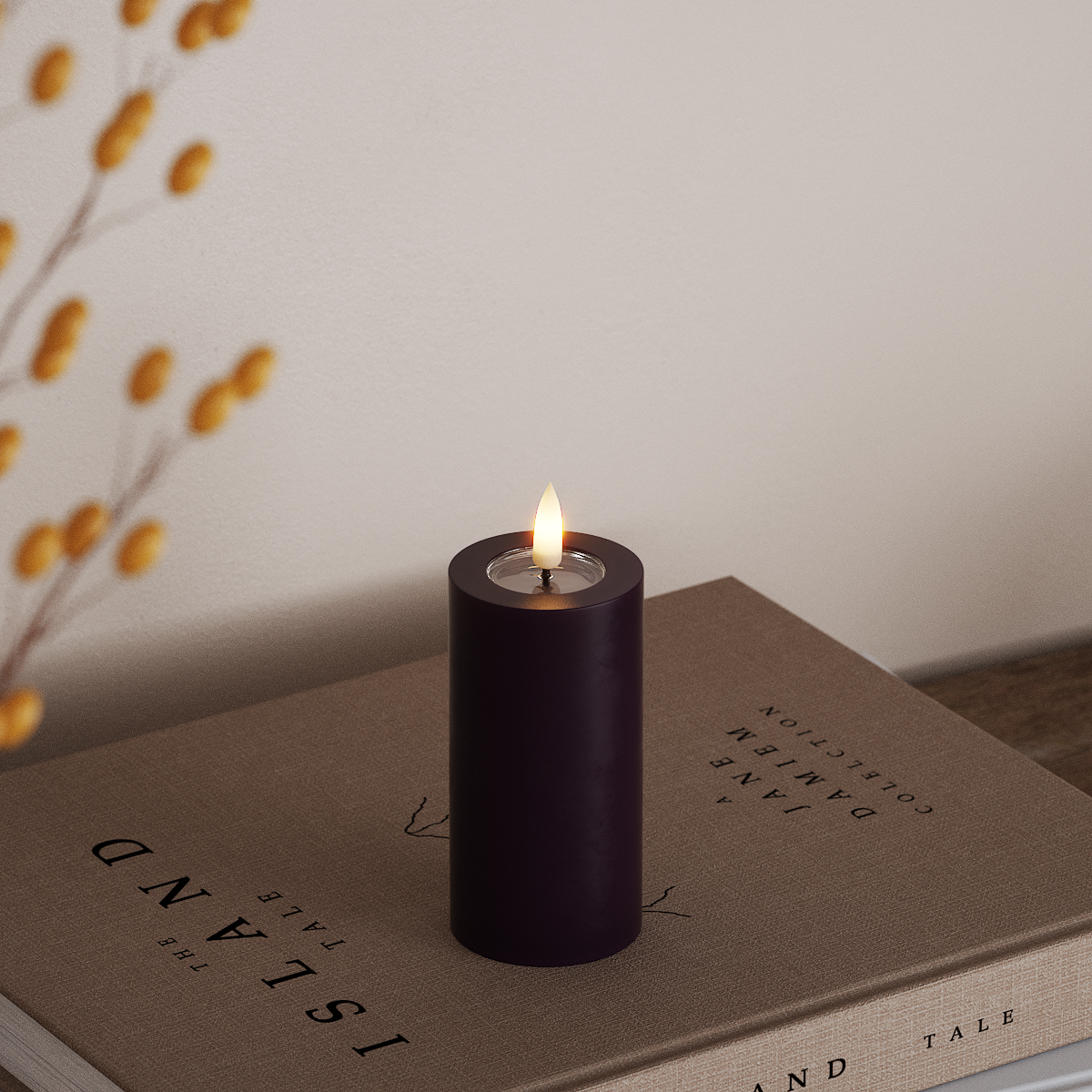 Deluxe Homeart Φωτιστικό μπλοκ LED Ø 5 x 10 cm Σκούρο μωβ Φως μπλοκ LED 3