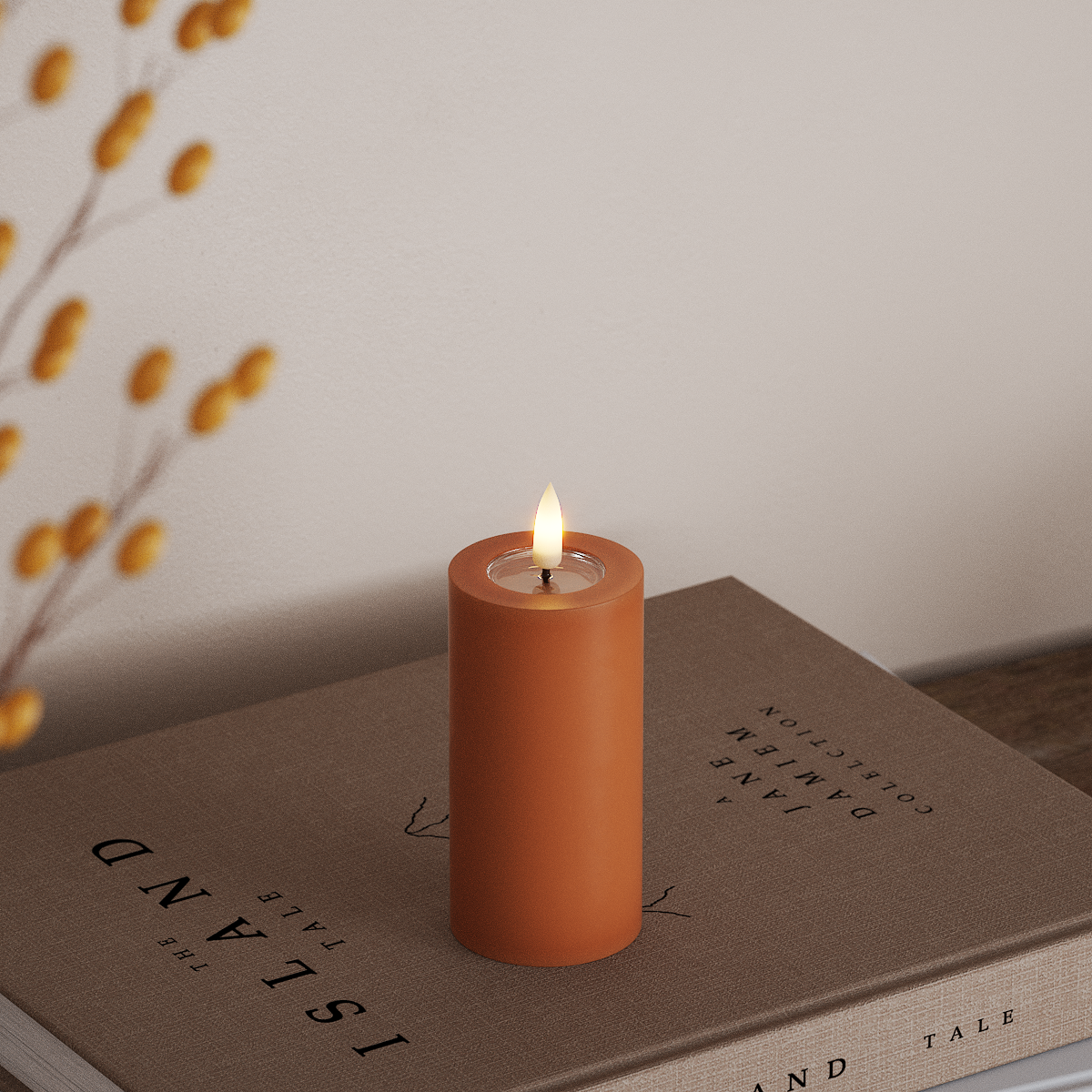 Deluxe Homeart Φωτιστικό μπλοκ LED Ø 5 x 10 cm Πορτοκαλί Φως μπλοκ LED 3