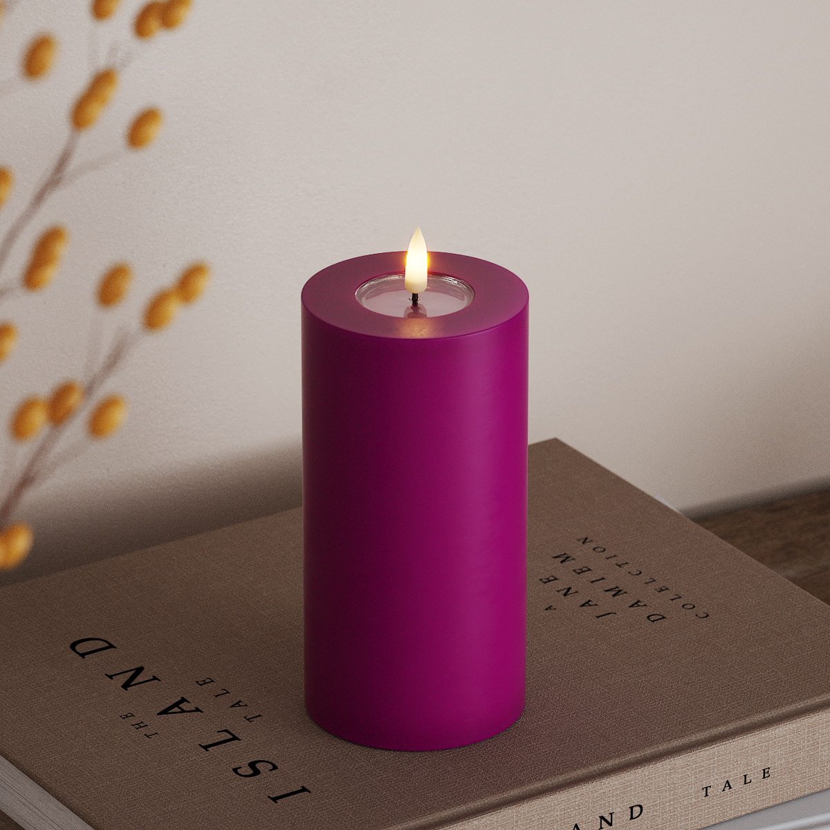 Deluxe Homeart LEDs Vela pilar Ø 7,5 x 15 cm Violeta LEDs Vela pilar 3