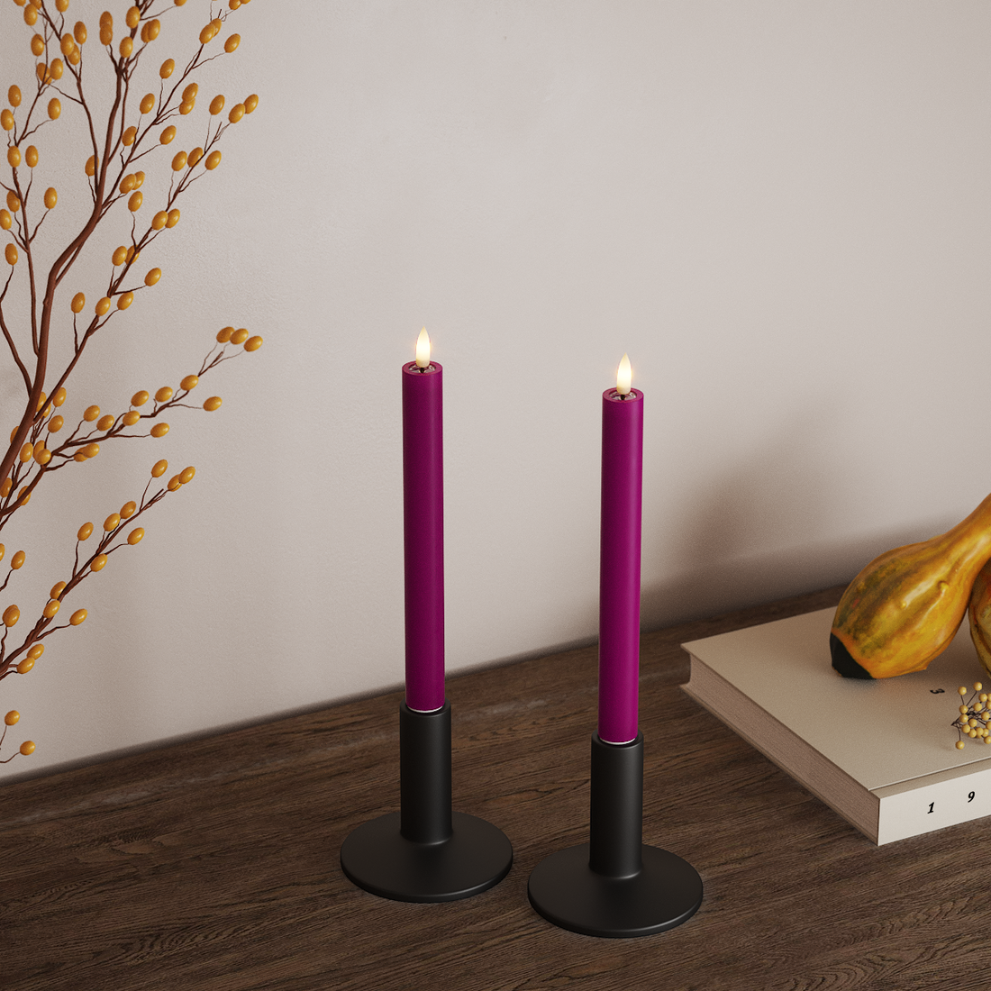 Deluxe Homeart LED Kronelys 2 stk, Ø 2 x 24 cm Violet LED kronelys 4