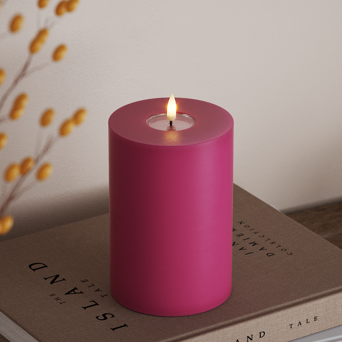 Deluxe Homeart Φωτιστικό μπλοκ LED Ø 10 x 15 cm Μαγέντα Φως μπλοκ LED 3