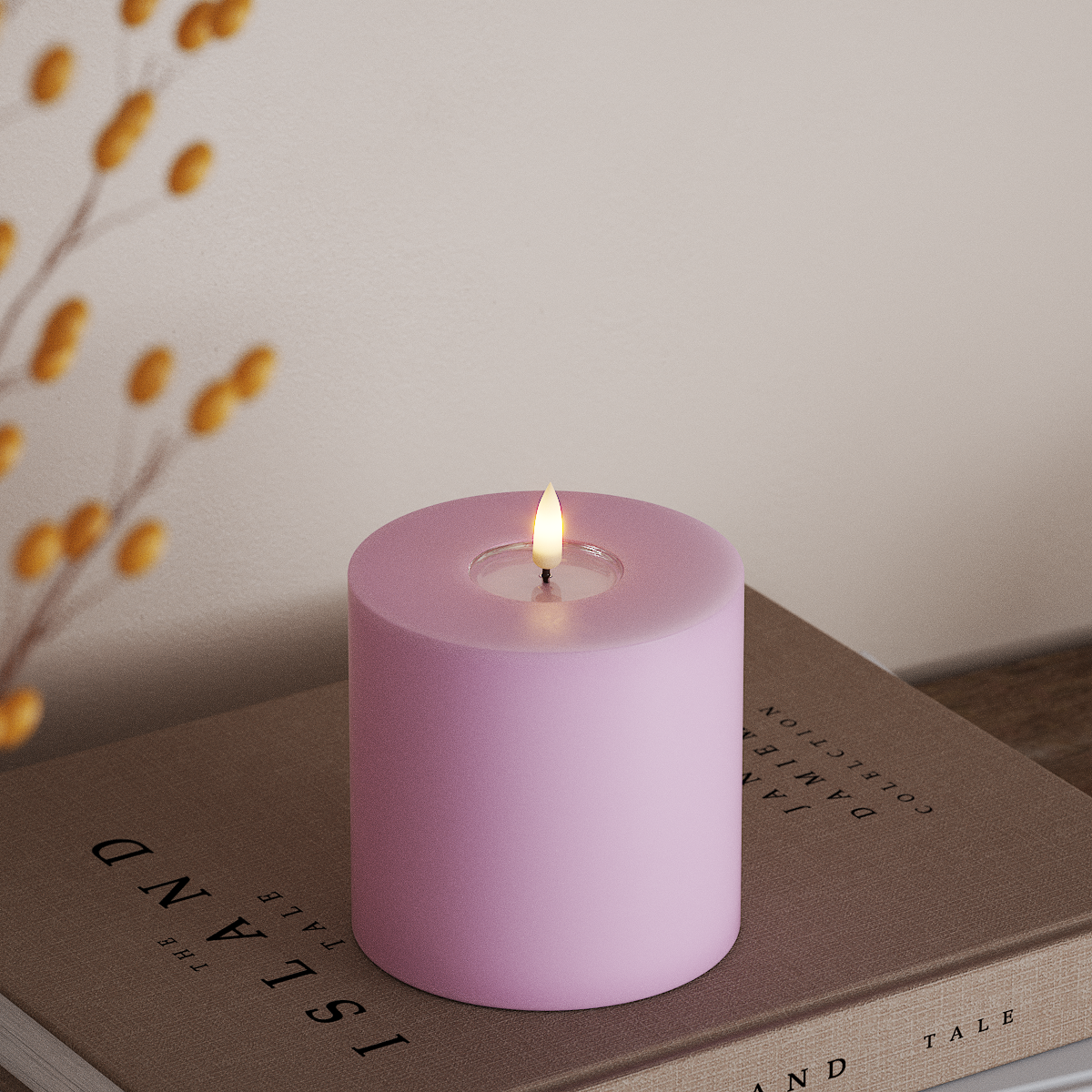 Deluxe Homeart LED Blockljus Ø 10 x 10 cm Lavendel LED Blockljus 3