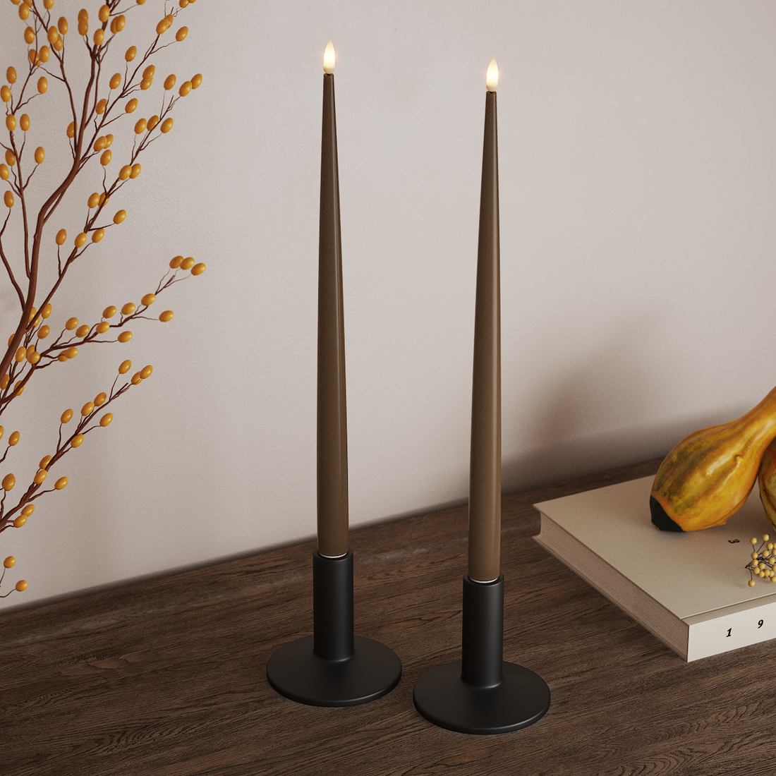 Deluxe Homeart LED světlo na svíčku s lakem, 2 ks 38 cm Karamelová LED světlo na svíčku 4