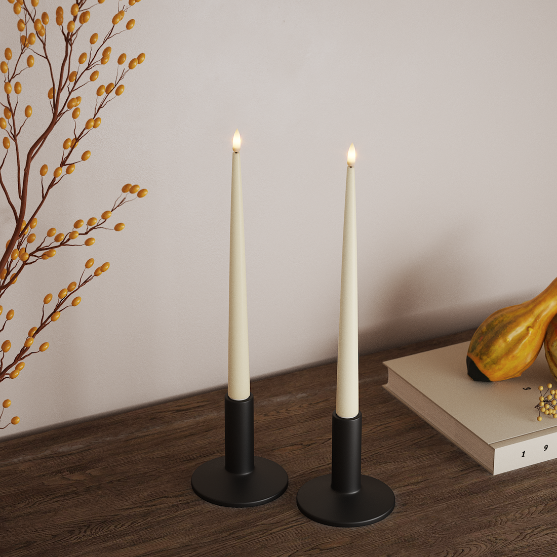 Deluxe Homeart LEDs Vela afilada com Laca, 2 peças 28 cm Creme LEDs Vela afilada 4