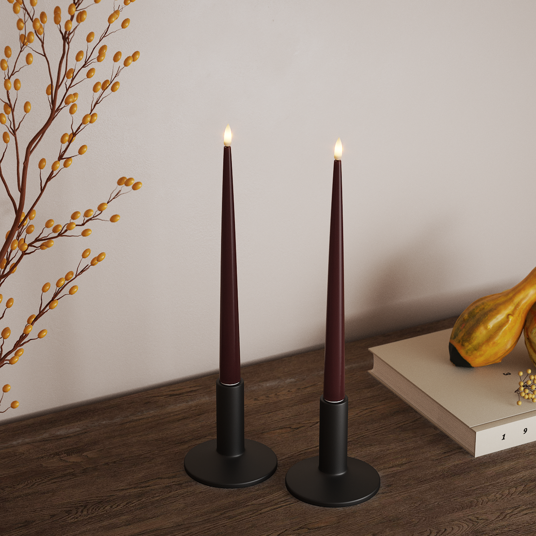 Deluxe Homeart LED Ljus Med Lack med Lack, 2 st 28 cm Bourgogne LED Ljus Med Lack 4