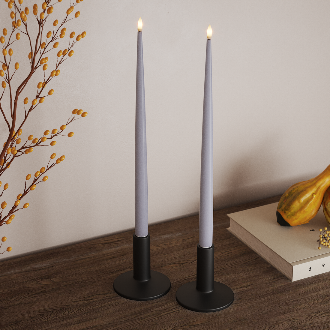 Deluxe Homeart Φωτιστικό κεριού LED με Λάκα, 2 τμχ 38 cm Ξεθωριασμένο μπλε Φως κεριού LED 4