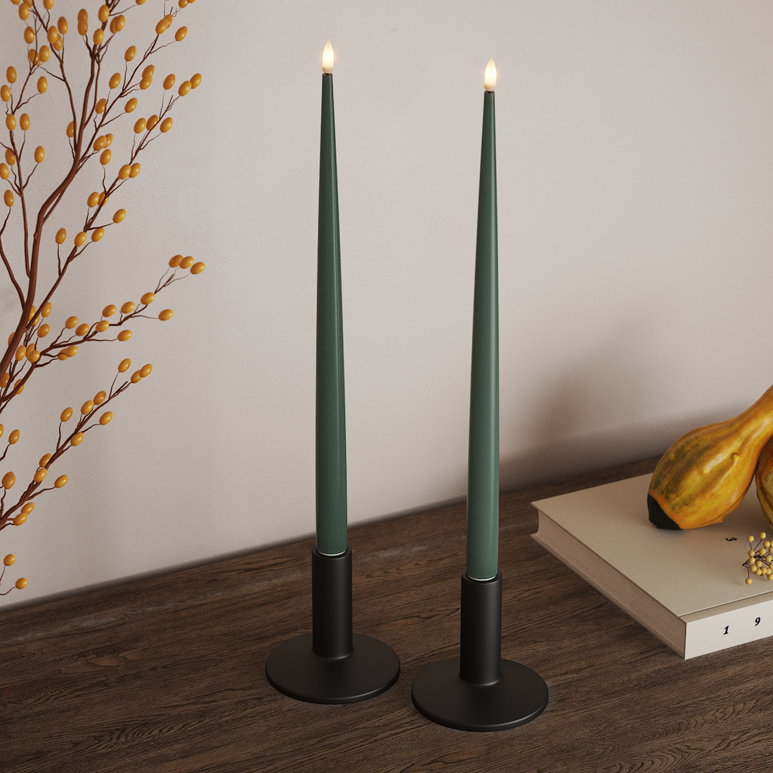 Deluxe Homeart LED světlo na svíčku s lakem, 2 ks 38 cm Jadeitově zelená LED světlo na svíčku 4