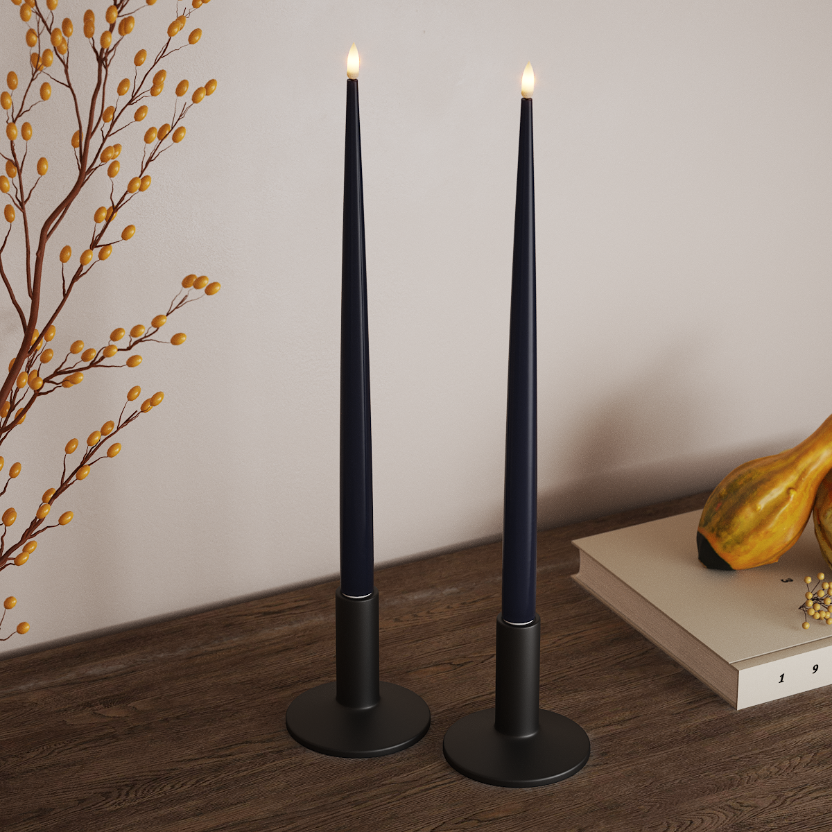 Deluxe Homeart LED Kertelys med Lak, 2 stk 38 cm Kongeblå LED kertelys 3