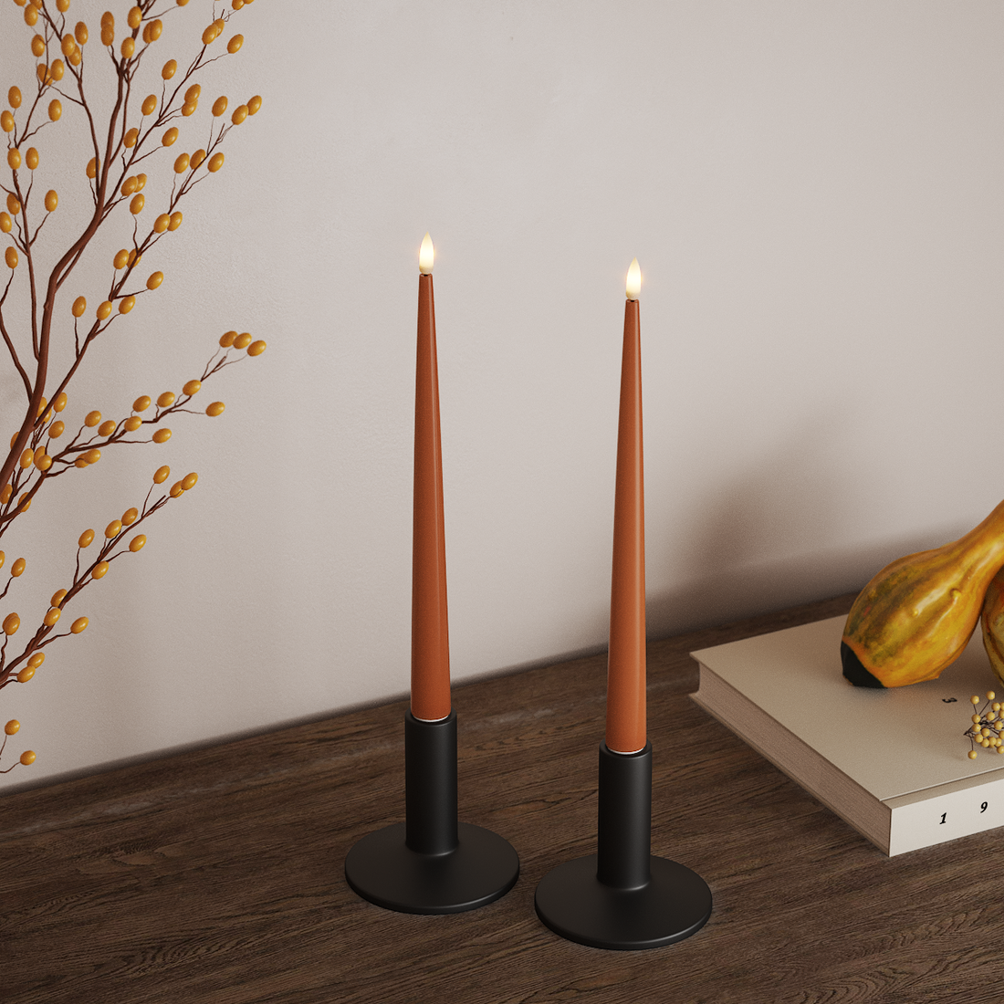 Deluxe Homeart LED Lys med lakk, 2 stk 28 cm Oransje LED levende lys 4