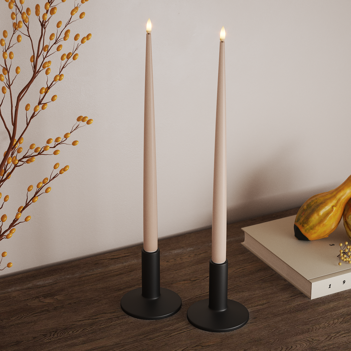 Deluxe Homeart Φωτιστικό κεριού LED με Λάκα, 2 τμχ 38 cm Ροζ Φως κεριού LED 3