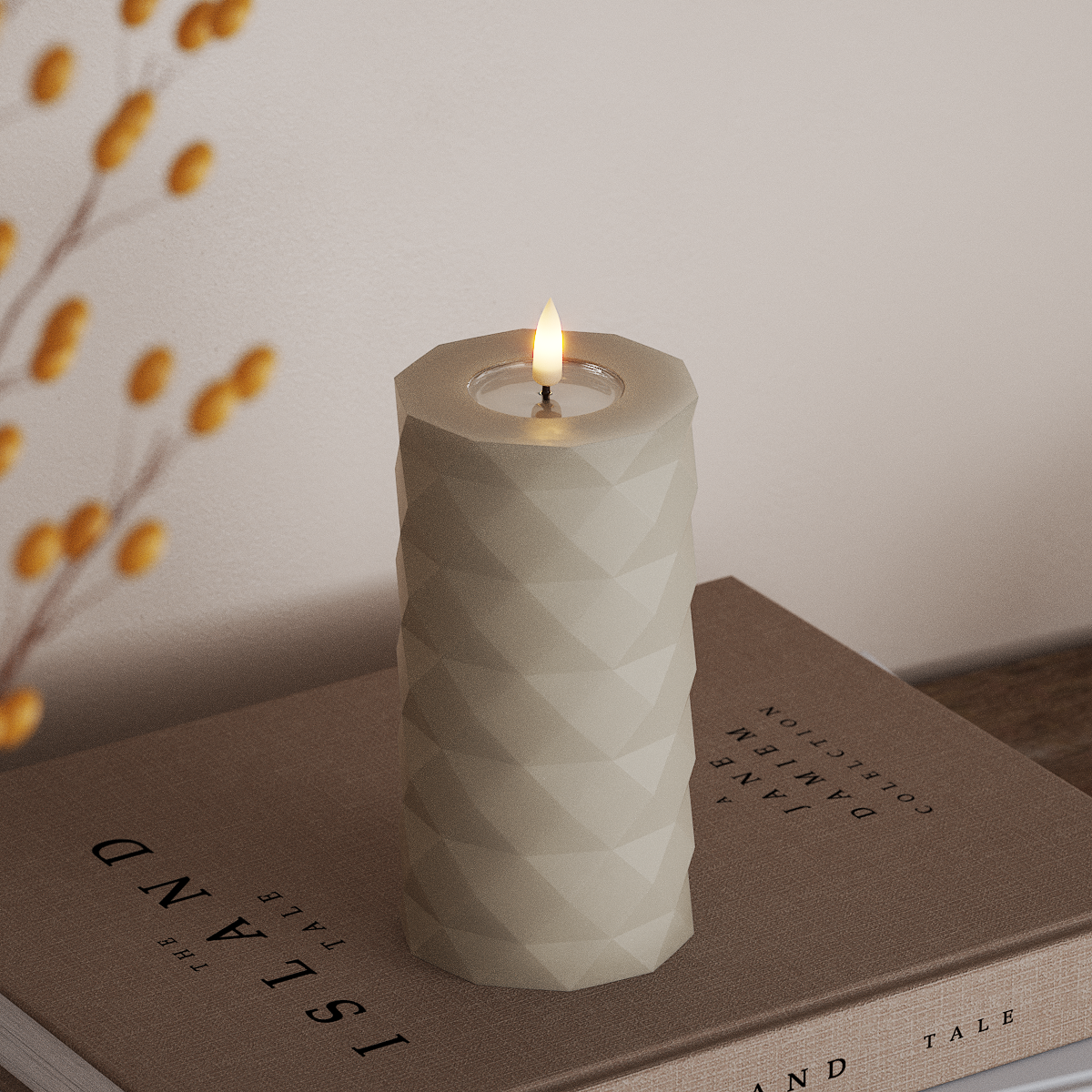 Deluxe Homeart Square LED Blockljus Ø 7,5 x 15 cm Sand LED Square 3