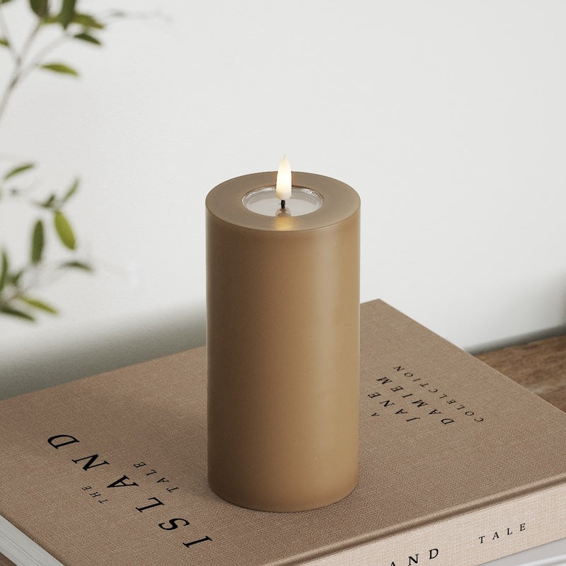 Deluxe Homeart LED Blokklys Ø 7,5 x 15 cm Karamell