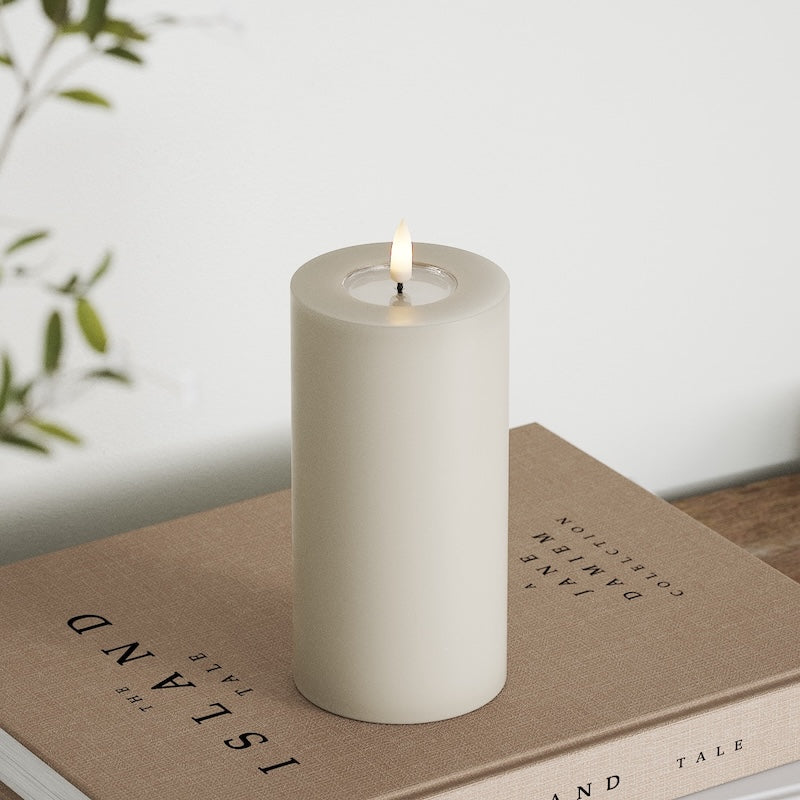 Deluxe Homeart Φωτιστικό μπλοκ LED Ø 7,5 x 15 cm Άμμος