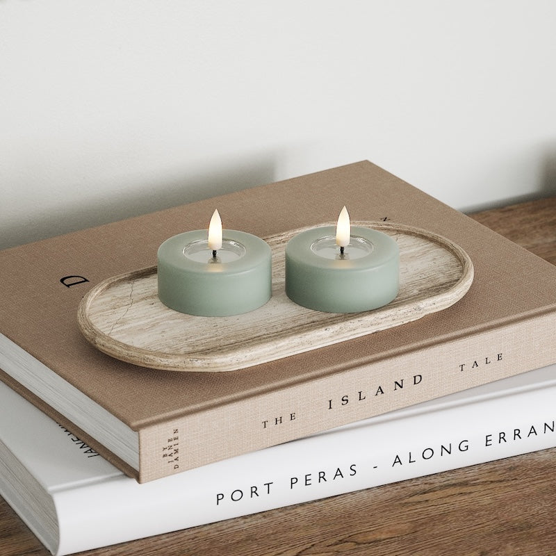 Deluxe Homeart Jumbo LED Vela de chá 2 peças (Grande) Verde sálvia