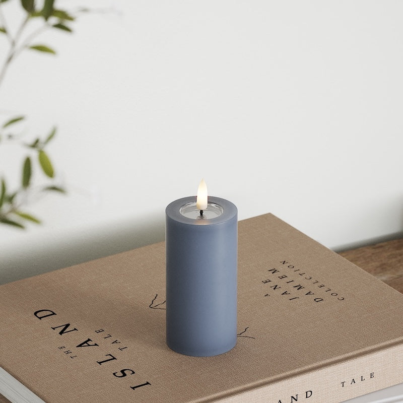 Deluxe Homeart LED Blockljus Ø 5 x 10 cm Isblå