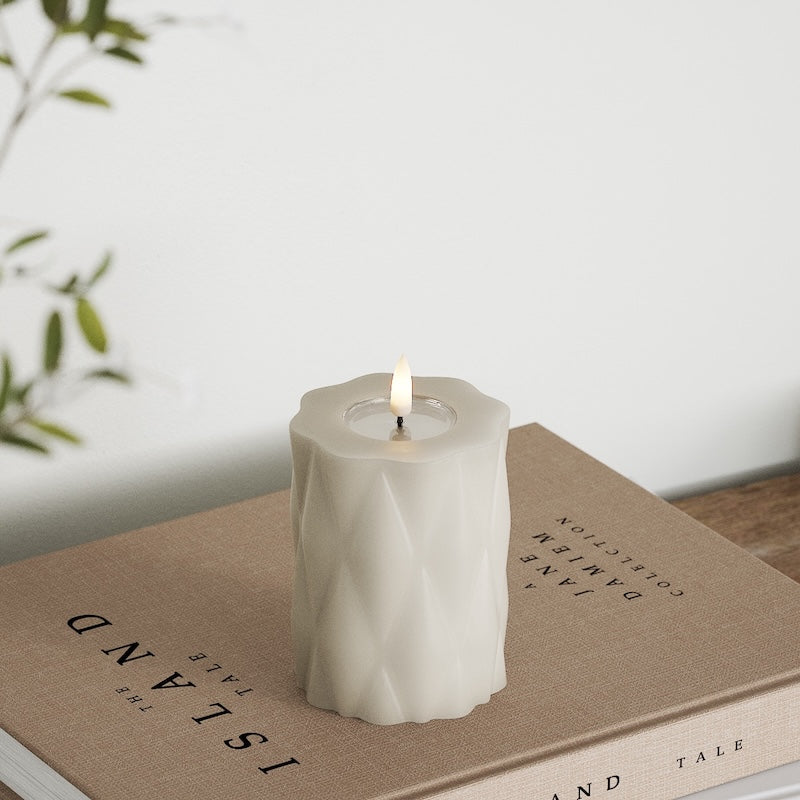 Deluxe Homeart Harlequin LEDs Vela pilar Ø 7,5 x 10 cm Areia