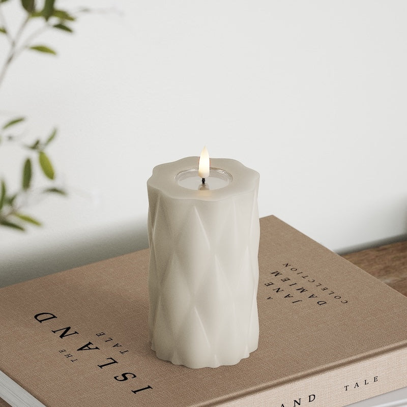 Deluxe Homeart Harlequin LED blokové světlo Ø 7,5 x 12,5 cm Písková