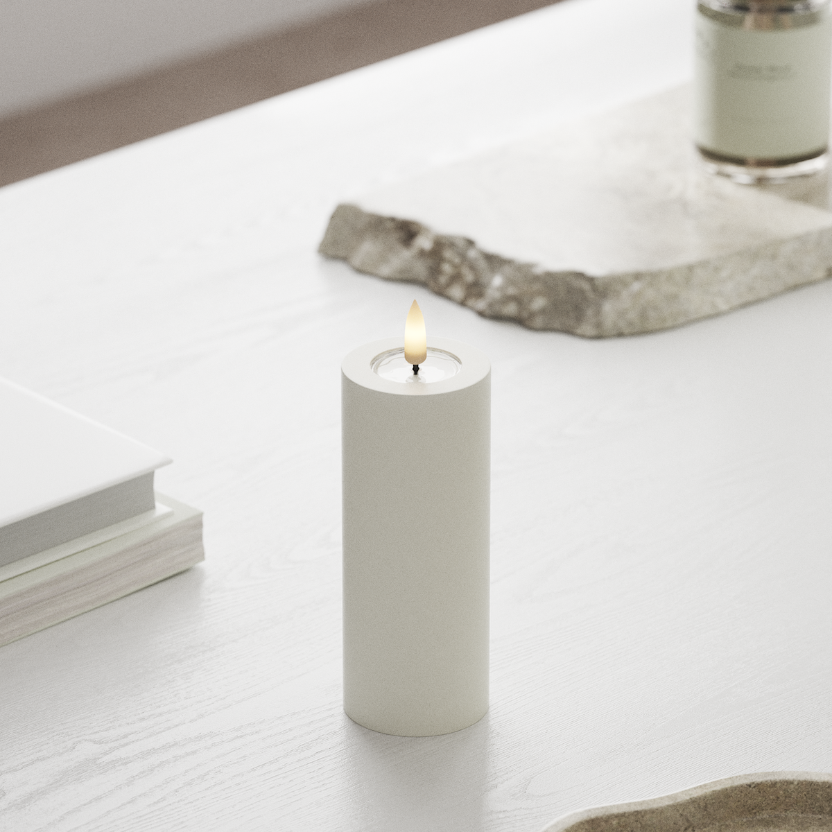 Deluxe Homeart LED Blockljus Ø 5 x 12,5 cm Vit LED Blockljus 1