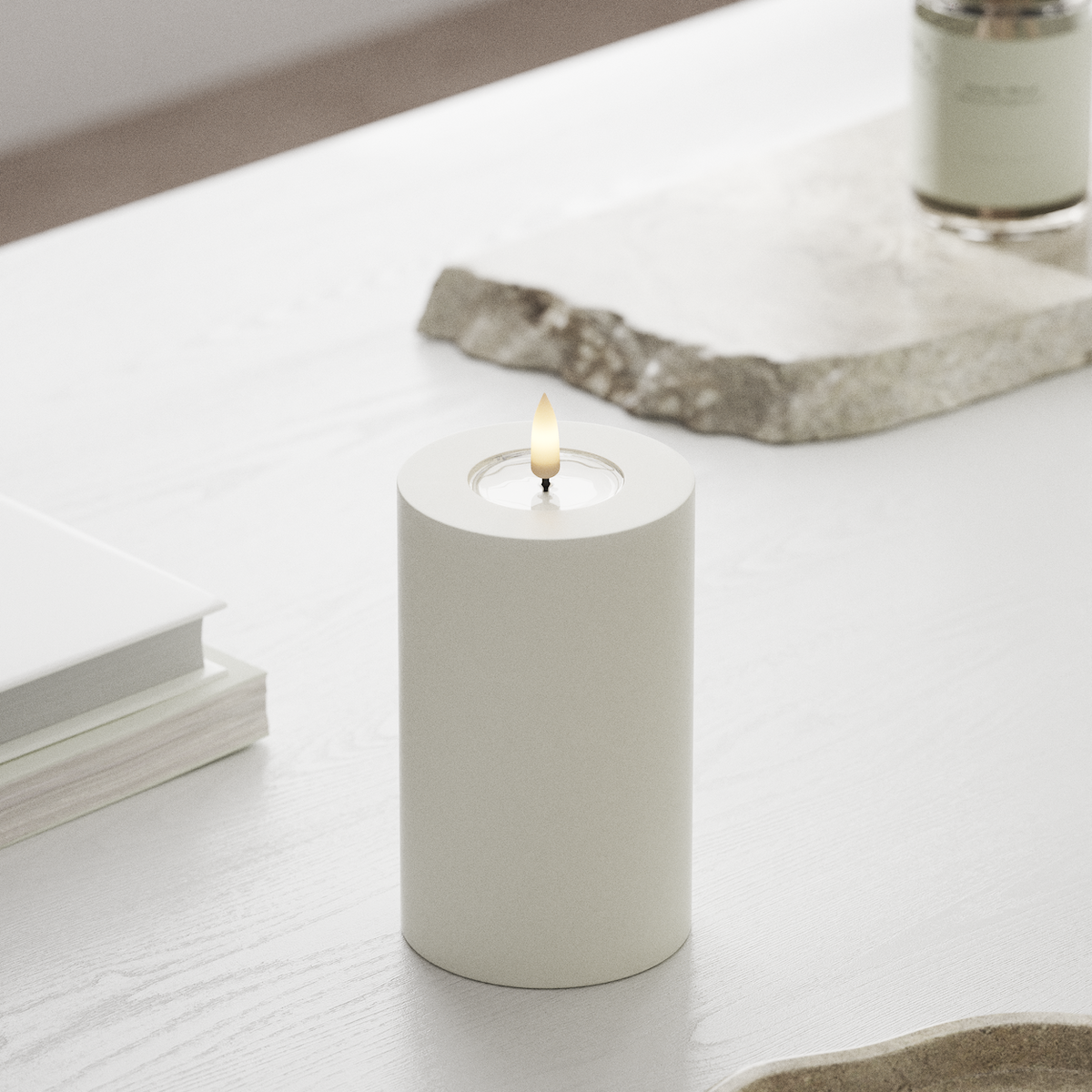 Deluxe Homeart LED Blockljus Ø 7,5 x 12,5 cm Vit LED Blockljus 1