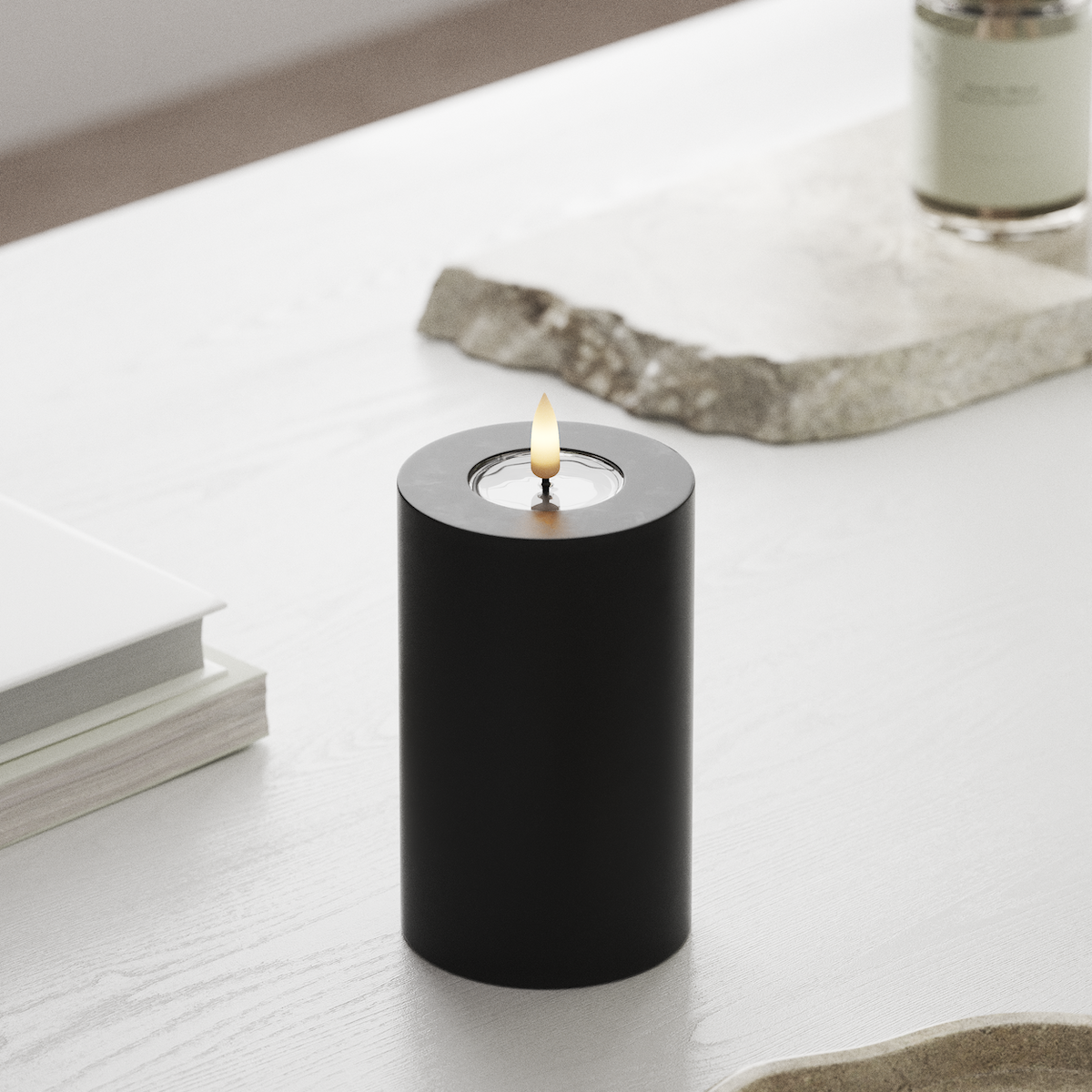 Deluxe Homeart LEDs Vela pilar Ø 7,5 x 12,5 cm Preto LEDs Vela pilar 1