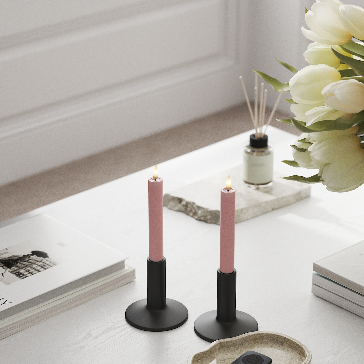 Deluxe Homeart LED φωτιστικό κορώνας 2 τμχ, Ø 2 x 15 cm Ανοιχτό ροζ Φως κορώνας LED 1