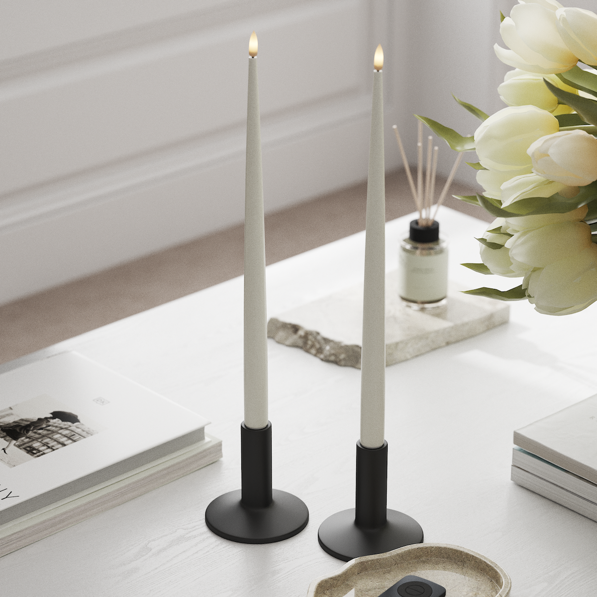 Deluxe Homeart LED Ljus Med Lack med Lack, 2 st 38 cm Vit LED Ljus Med Lack 1