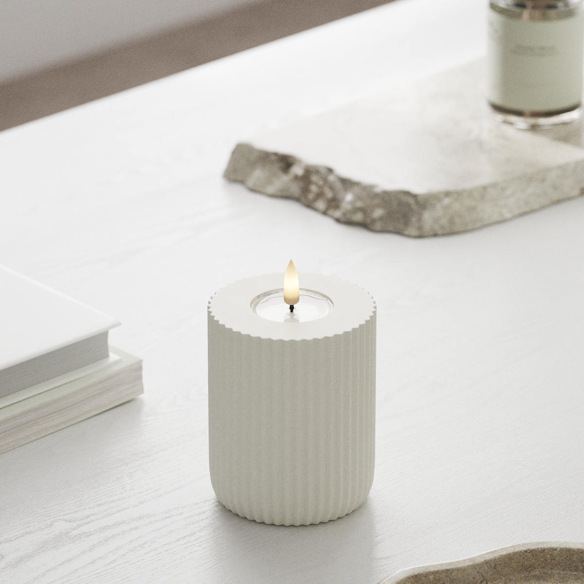 Deluxe Homeart Solid Stripe LED Blockljus Ø 8 X 10 Cm Vit LED Form 1