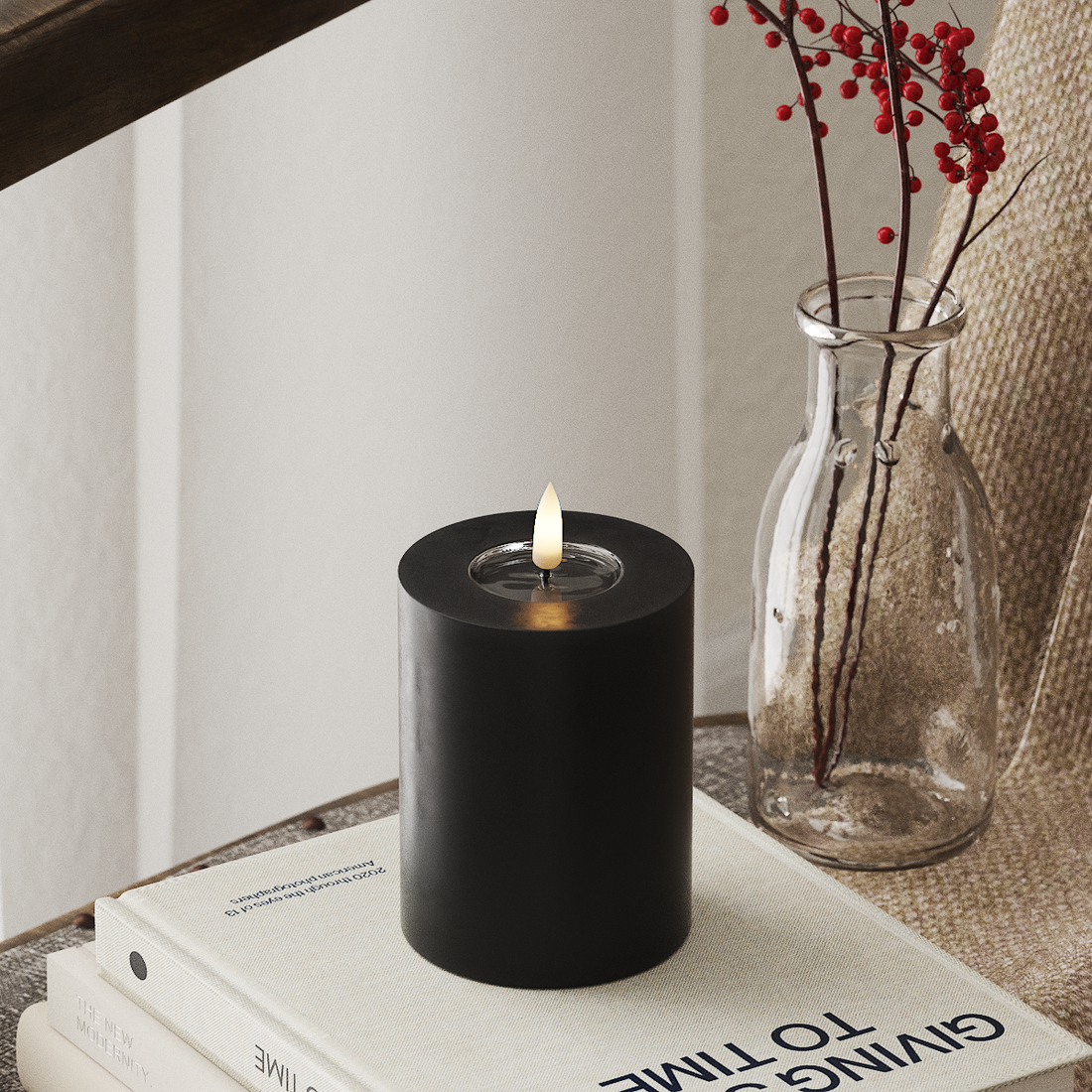 Deluxe Homeart LED Blockljus Ø 7,5 x 10 cm Svart LED Blockljus 4