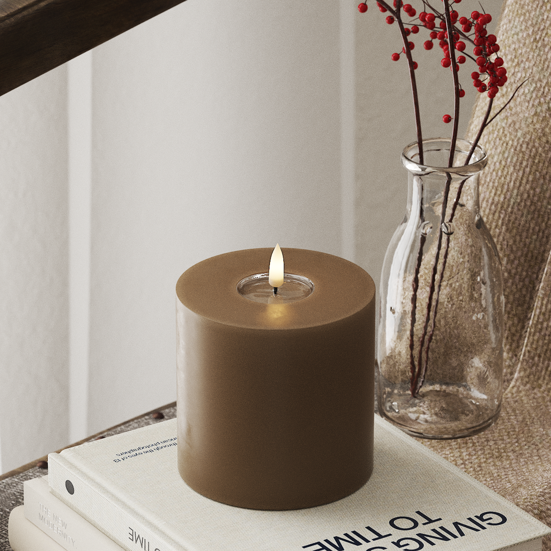 Deluxe Homeart LEDs Vela pilar Ø 10 x 10 cm Caramelo LEDs Vela pilar 4