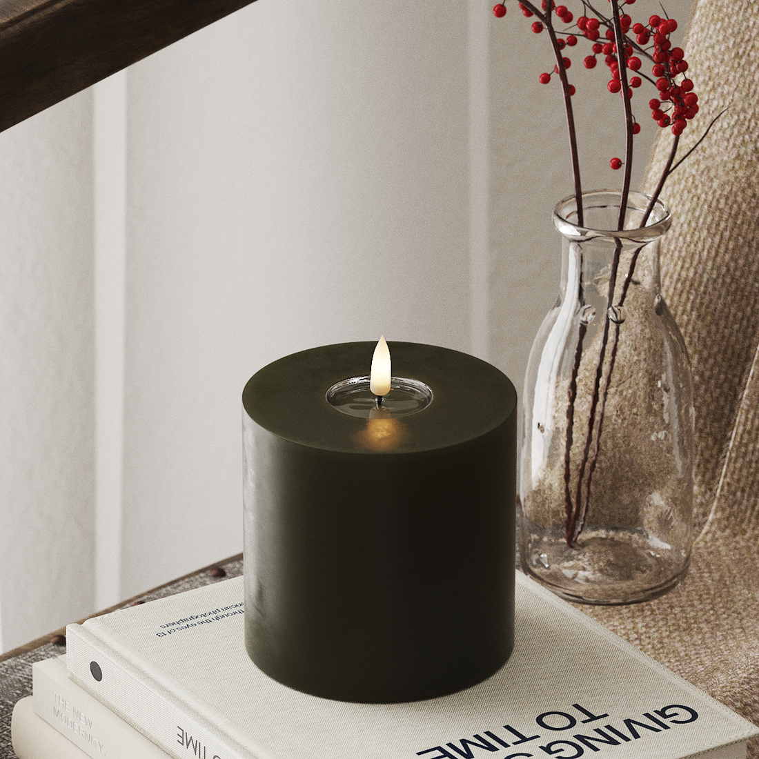 Deluxe Homeart LED blokové světlo Ø 10 x 10 cm Tmavě zelená LED blokové světlo 4